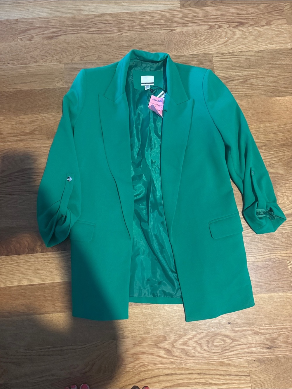 Jules & Leopold Emerald Green Open-Front Blazer